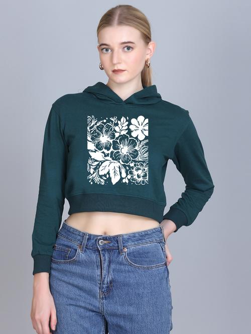 women long sleeve cropped hooded sweatshirt - 22107452 - Very Small Image - 1