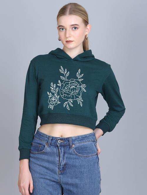 women long sleeve cropped hooded sweatshirt - 22107453 - Very Small Image - 1