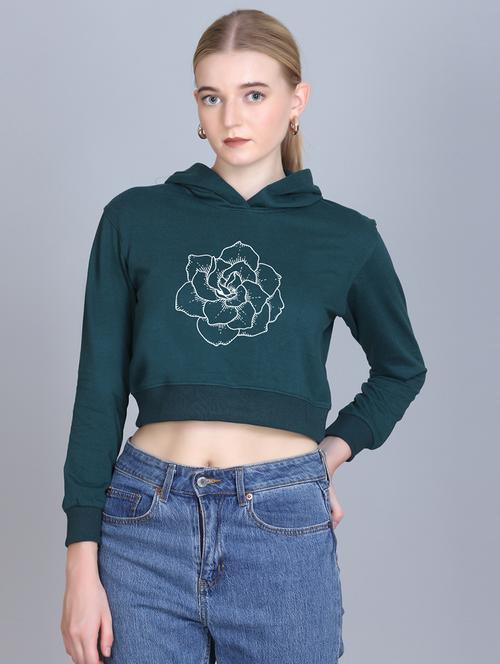 women long sleeve cropped hooded sweatshirt - 22107454 - Very Small Image - 1
