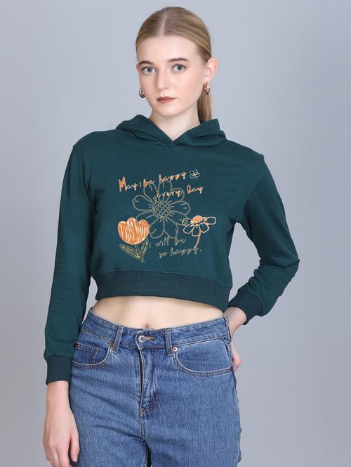 women long sleeve cropped hooded sweatshirt - 22107455 - Very Small Image - 1