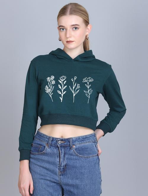 women long sleeve cropped hooded sweatshirt - 22107456 - Very Small Image - 1