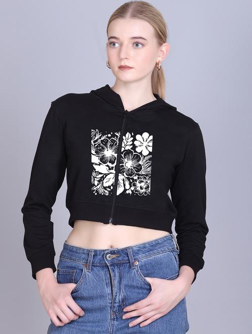 women long sleeve cropped hooded sweatshirt - 22107457 - Very Small Image - 1