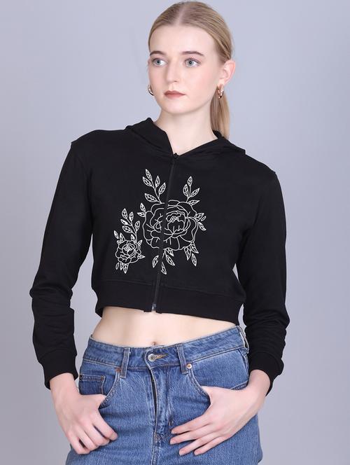 women long sleeve cropped hooded sweatshirt - 22107458 - Very Small Image - 1
