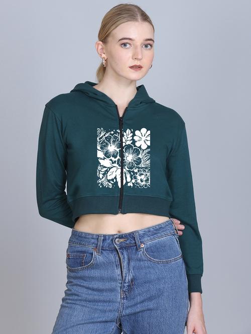 women long sleeve cropped hooded sweatshirt - 22107460 - Very Small Image - 1
