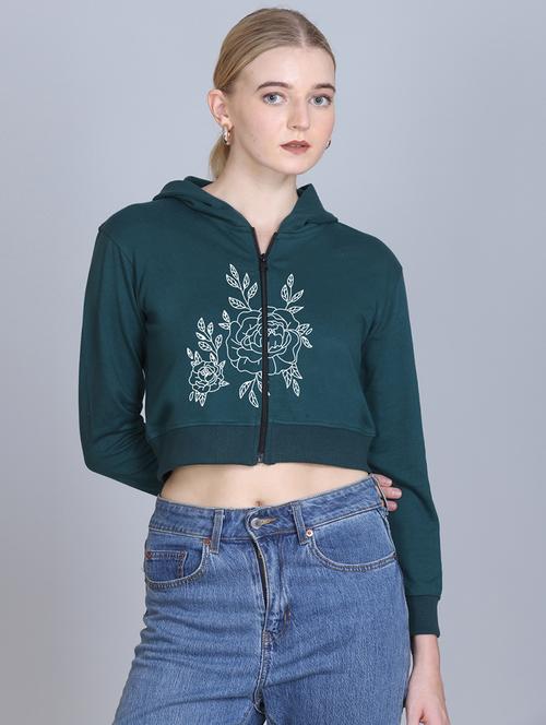 women long sleeve cropped hooded sweatshirt - 22107461 - Very Small Image - 1