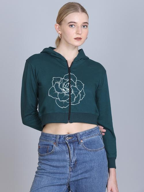 women long sleeve cropped hooded sweatshirt - 22107462 - Very Small Image - 1