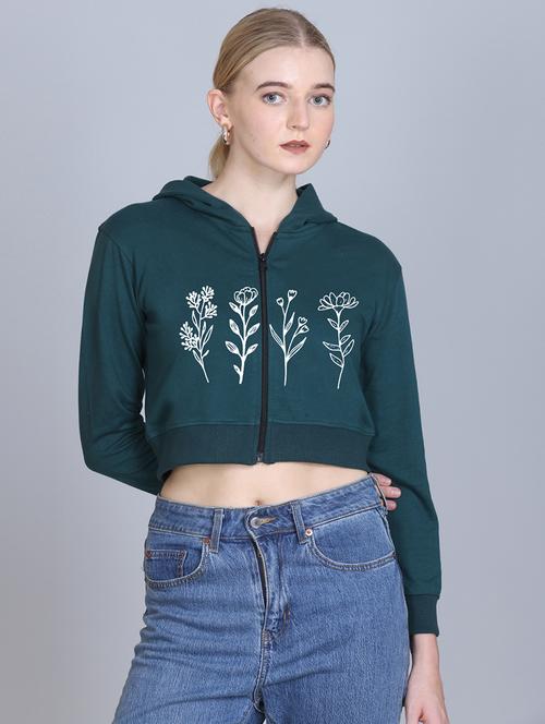 women long sleeve cropped hooded sweatshirt - 22107464 - Very Small Image - 1