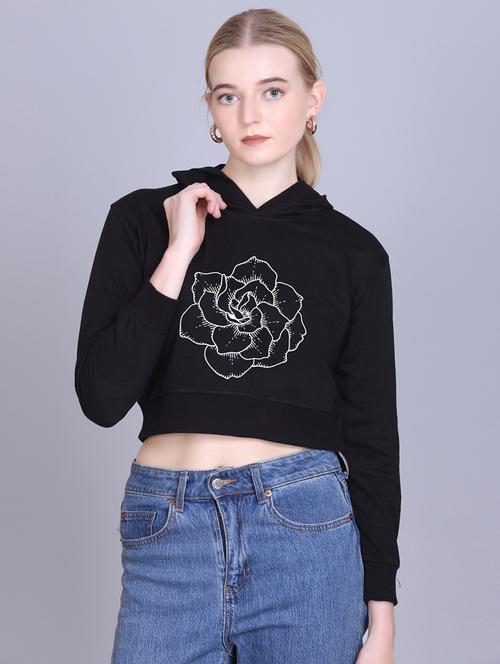 women long sleeve cropped hooded sweatshirt - 22107465 - Very Small Image - 1