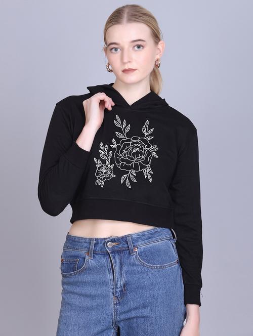 women long sleeve cropped hooded sweatshirt - 22107469 - Very Small Image - 1