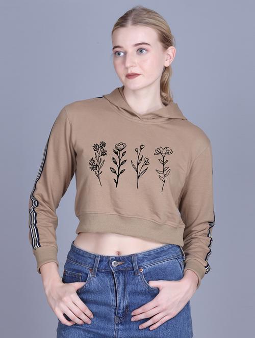 women long sleeve cropped hooded sweatshirt - 22107476 - Very Small Image - 1