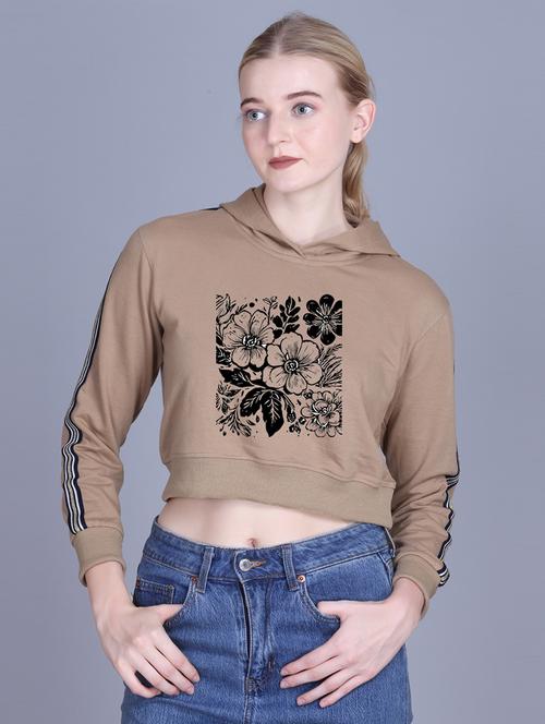 women long sleeve cropped hooded sweatshirt - 22107477 - Very Small Image - 1