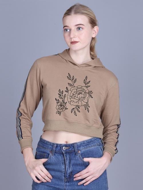 women long sleeve cropped hooded sweatshirt - 22107478 - Very Small Image - 1