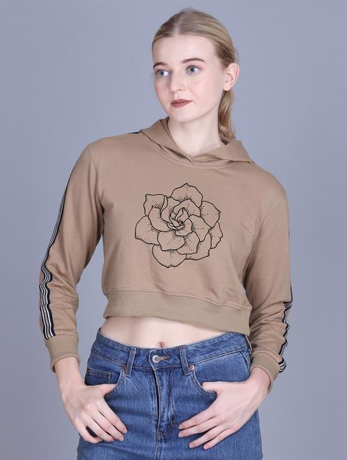 women long sleeve cropped hooded sweatshirt - 22107479 - Very Small Image - 1