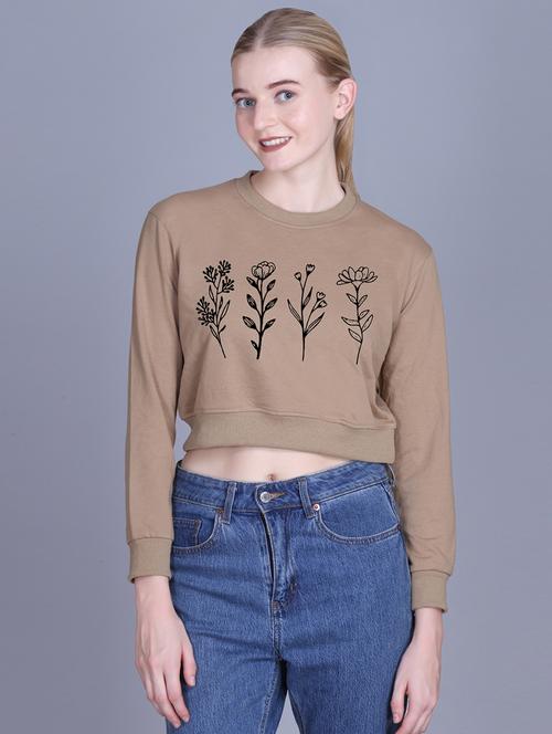 women printed long sleeve crop sweatshirt - 22107481 - Very Small Image - 1