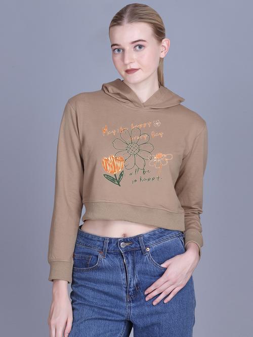women long sleeve cropped hooded sweatshirt - 22107485 - Very Small Image - 1