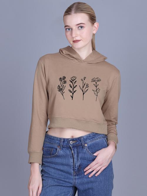 women long sleeve cropped hooded sweatshirt - 22107486 - Very Small Image - 1