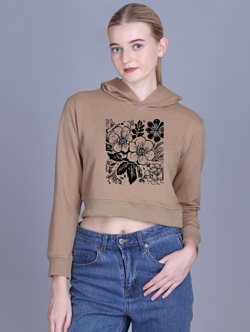 women long sleeve cropped hooded sweatshirt - 22107487 - Very Small Image - 1