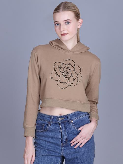 women long sleeve cropped hooded sweatshirt - 22107489 - Very Small Image - 1