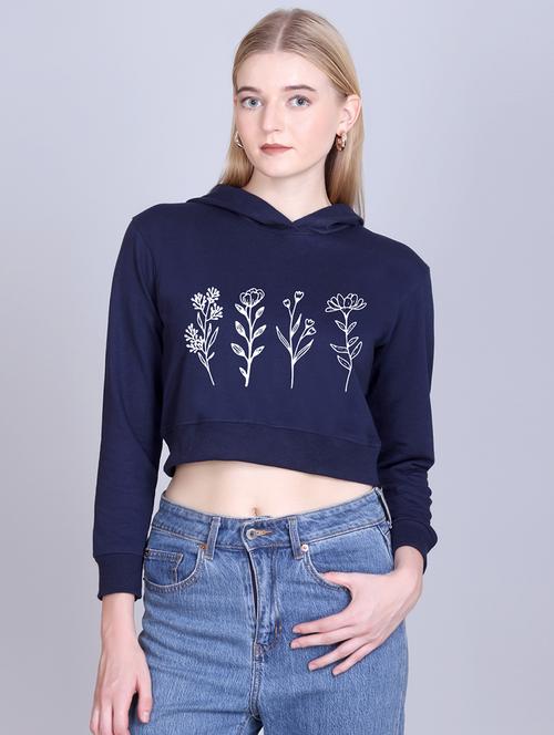 women long sleeve cropped hooded sweatshirt - 22107496 - Very Small Image - 1