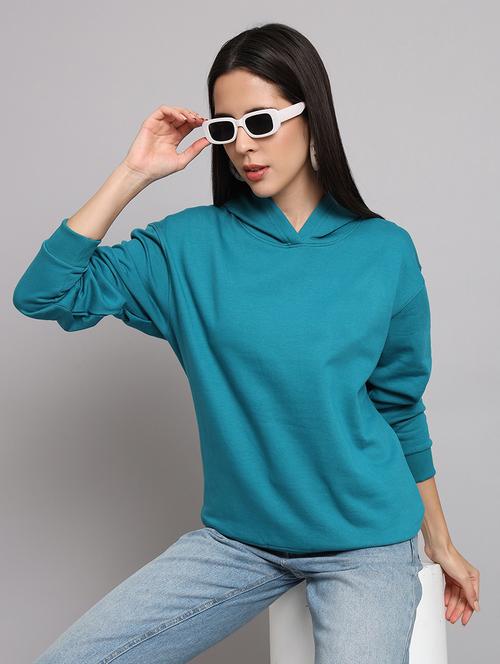 women solid long sleeve hooded sweatshirt - 22107569 - Very Small Image - 1