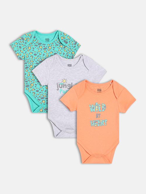 kids pack of 3 printed onesies - 22107955 - Very Small Image - 1