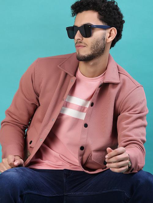 men solid long sleeve regular fit shacket - 22108057 - Very Small Image - 1