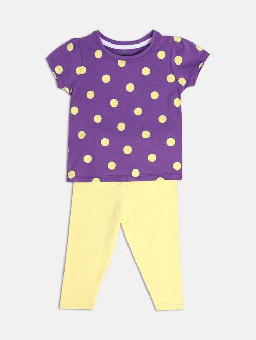 girls polka dot round neck twin set - 22108173 - Very Small Image - 1