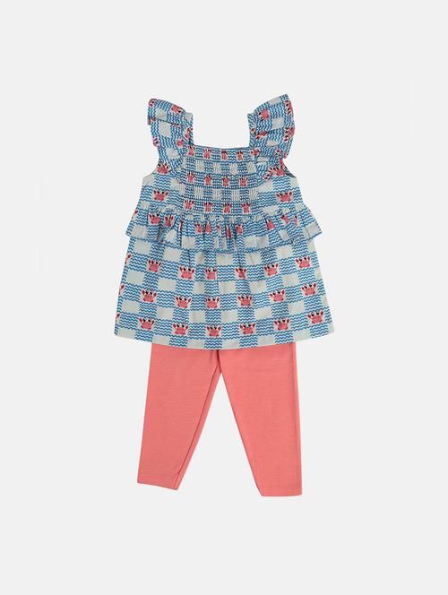 girls printed top & trouser co-ord set - 22108200 - Very Small Image - 1