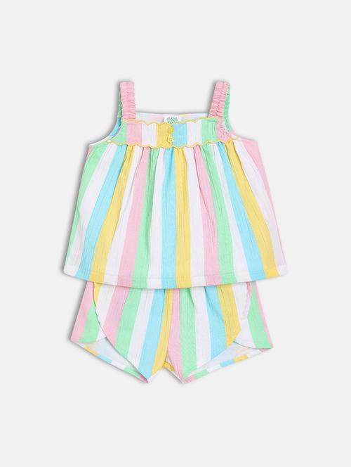 girls striped shorts & top co-ords set - 22108205 - Very Small Image - 1