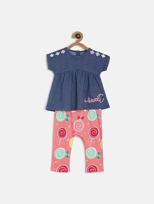 girls printed round neck full length set - 22108212 - Very Small Image - 1