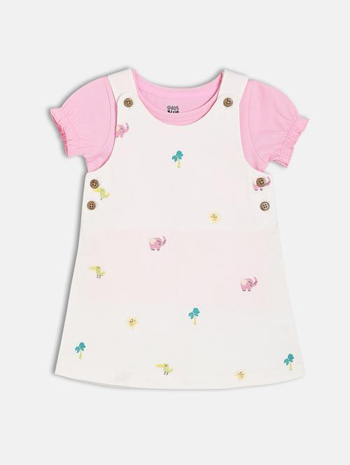 girls printed round neck dungaree dress - 22108226 - Very Small Image - 1