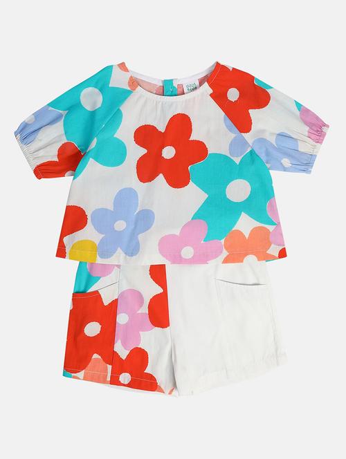 girls floral printed shorts & top co-ords set - 22108238 - Very Small Image - 1