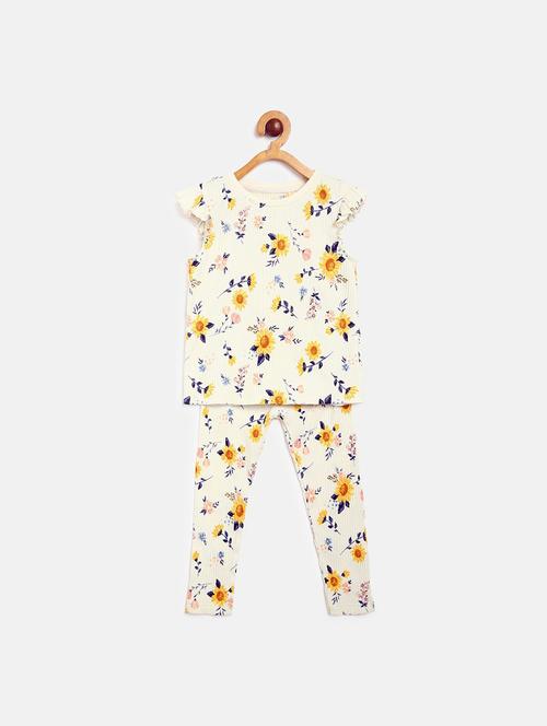 girls floral print trouser & top co-ord set - 22108245 - Very Small Image - 1