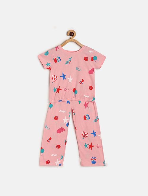 girls printed round neck top & trouser co-ords set - 22108249 - Very Small Image - 1