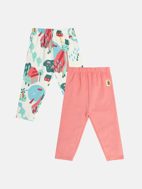 girls pack of 2 printed mid rise legging - 22108318 - Very Small Image - 1