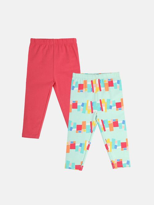 girls pack of 2 printed mid rise legging - 22108321 - Very Small Image - 1