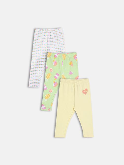 girls pack of 3 printed mid rise legging - 22108327 - Very Small Image - 1