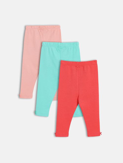 girls pack of 3 solid mid rise legging - 22108328 - Very Small Image - 1