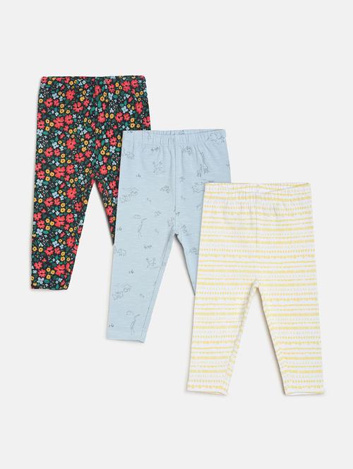 girls pack of 3 printed mid rise legging - 22108336 - Very Small Image - 1