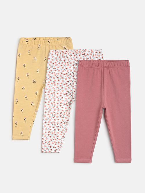 girls pack of 3 printed mid rise legging - 22108337 - Very Small Image - 1