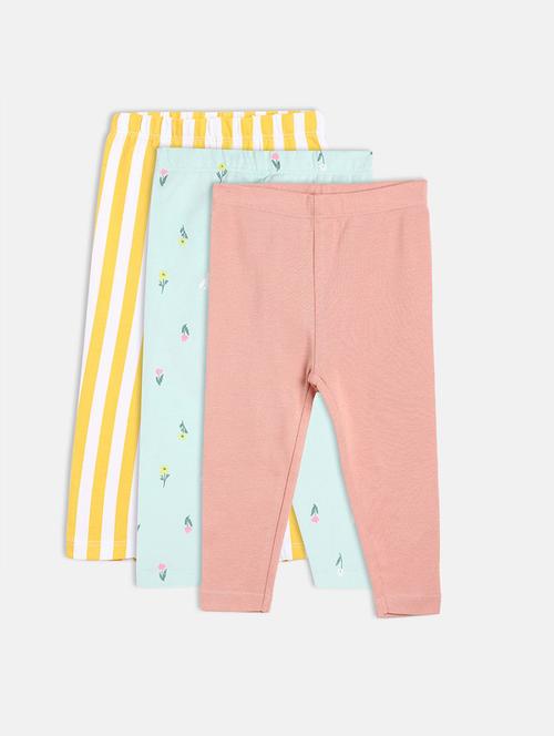 girls pack of 3 printed mid rise legging - 22108347 - Very Small Image - 1