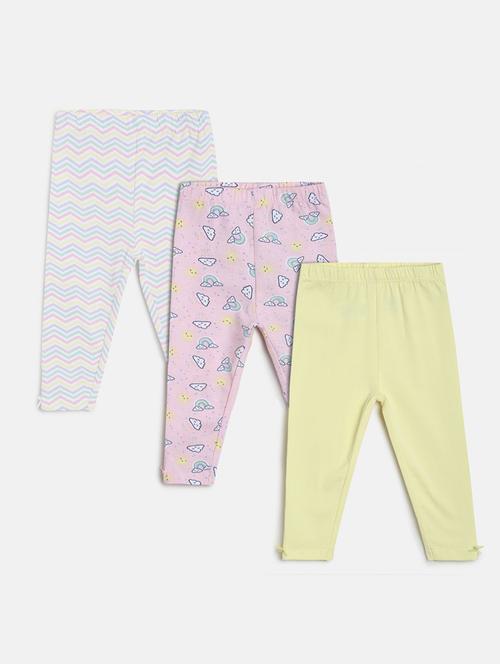 girls pack of 3 printed mid rise legging - 22108348 - Very Small Image - 1