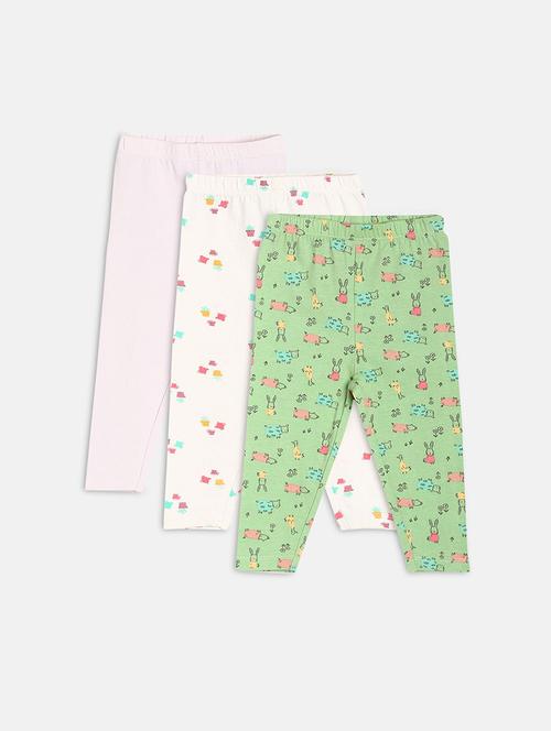 girls pack of 3 printed mid rise legging - 22108353 - Very Small Image - 1