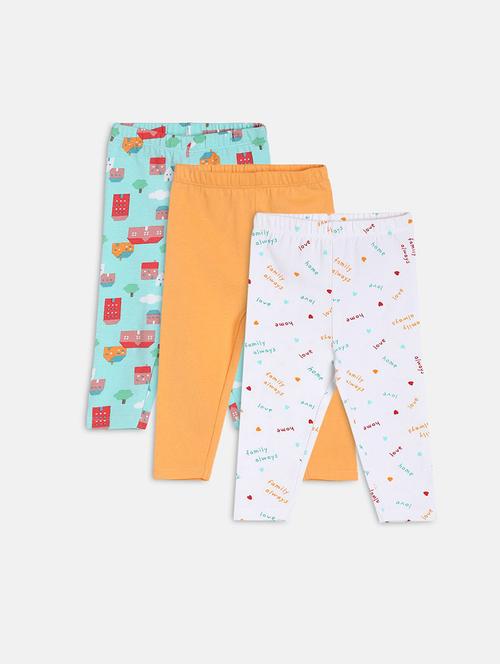 girls pack of 3 printed mid rise legging - 22108356 - Very Small Image - 1