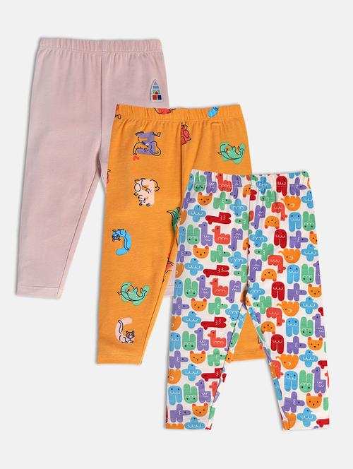 girls pack of 3 printed mid rise legging - 22108366 - Very Small Image - 1