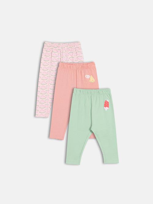 girls pack of 3 printed mid rise legging - 22108382 - Very Small Image - 1