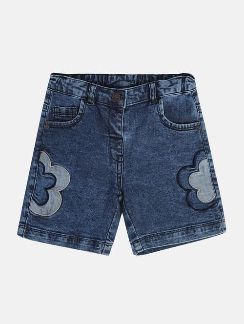 girls solid mid rise denim shorts - 22108397 - Very Small Image - 1