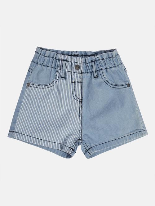 girls solid mid rise denim shorts - 22108402 - Very Small Image - 1