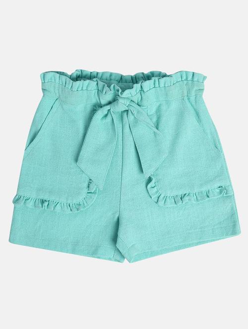 girls solid mid rise shorts - 22108403 - Very Small Image - 1