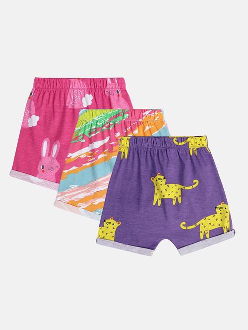 girls pack of 3 printed mid rise shorts - 22108408 - Very Small Image - 1